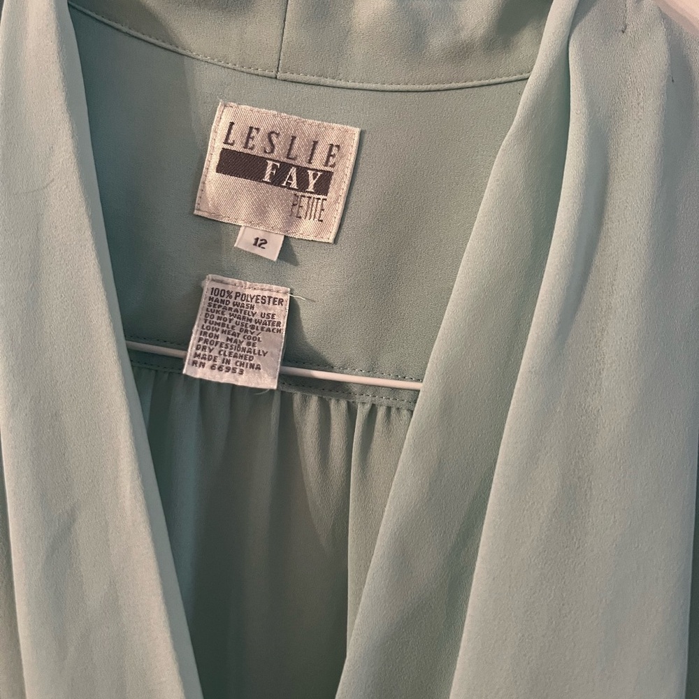 Vintage Leslie Fay Light Blue Long Sleeve Dress - Picture 2 of 7
